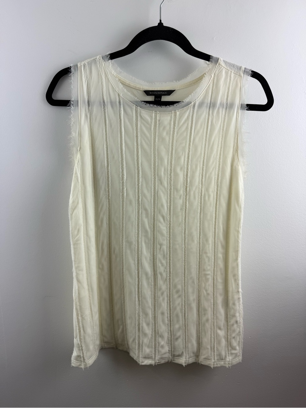 Banana Republic Cream Frayed Edge Vertical Stripe Modal Tank Top XS